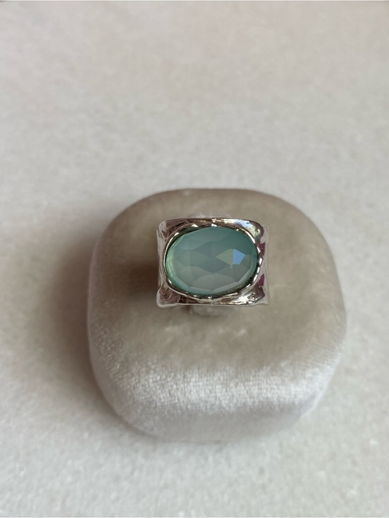 Artisan Jewelry - Artisan Silver Ring with Blue Chalcedony Faceted Stone